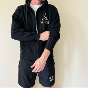 Wired zip up black casual hoodie